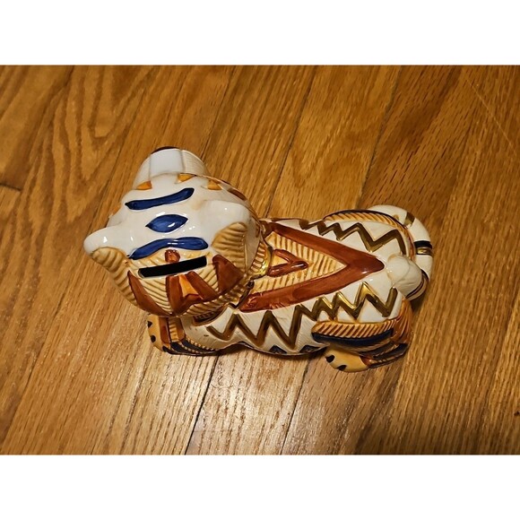 Vintage Artesania Rinconada Style Gold Tiger Ceramic Coin Bank Figurine - Picture 5 of 11